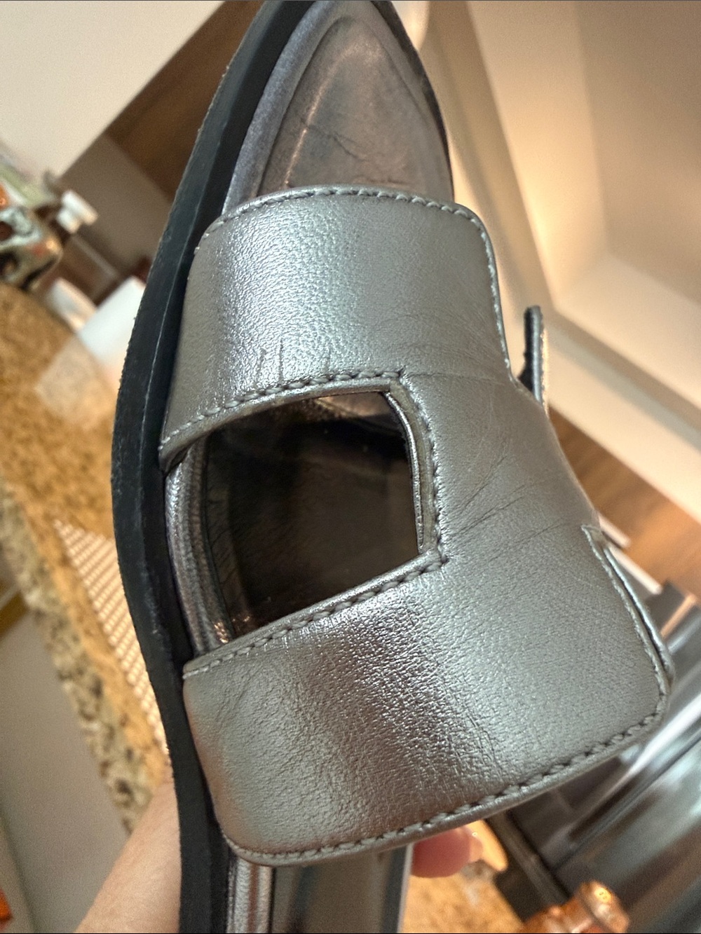 Pre-Owned Authentic Hermes Oran Sandal Silver Metallic Size 36 - Picture 11 of 15